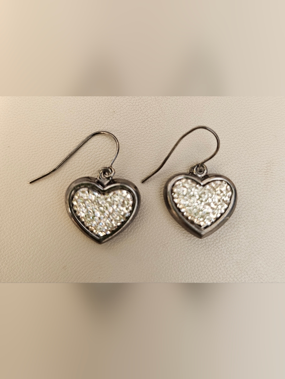 925 Sterling Silver Dipped in Rhodium Heart Drop Earrings with CZ